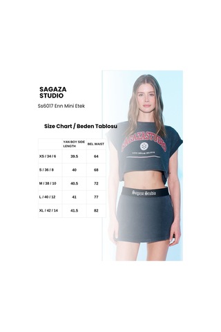 Sagaza Studio Ss6017 Lastkli Mini Etek Gri