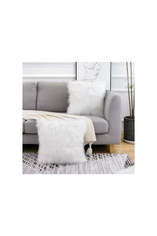 Enc Home Peluş Kırlent Kılıfı Beyaz