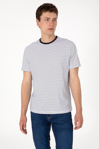 U.S. Polo Assn. Erkek Regular Fit Bisiklet Yaka Lacivert Çizgili Tişört 50306898-VR033