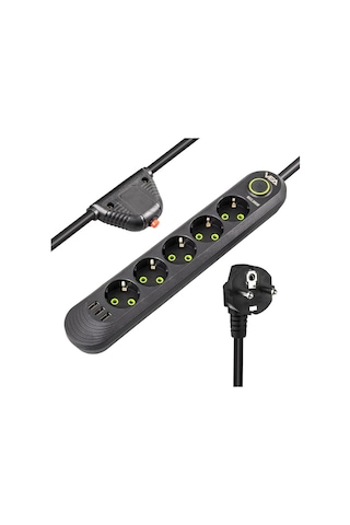 Vea Va-21561 5'li 3 Usb'li 1.5 Metre Akım Korumalı Priz Siyah