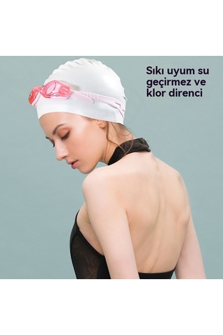 Aurora Çocuk Silikon Düzşapka Su Geçmez Düz Renk Büyük Meşap Kası Beyaz