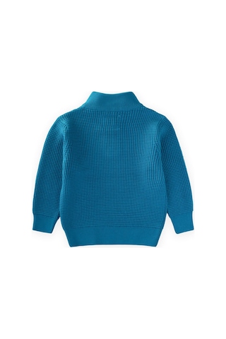 Selanik Triko Fermuarlı Kazak 2-11 Yaş Turkuaz Turkuaz