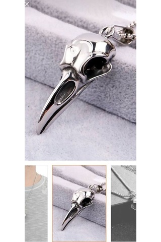 Gotik Karga Kafası Figürlü Kolye 60 Cm Zincirli Mistik Ve Unisex Metal Takı Çok renkli