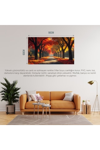Doğa Ve Manzara Yatay Sonbahar Ağaçlar Güneş Işığı 03 Çerçevesiz 90x60cm Pvc Tablo
