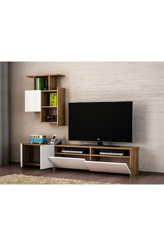 Dekorister Mariposa Kitaplıklı Tv Ünitesi Ceviz-Beyaz