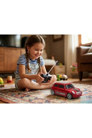 Uzaktan Kumandalı Mini Cooper 1:18 Ölçekli Spor Oyuncak Yarış Arabası Kırmızı