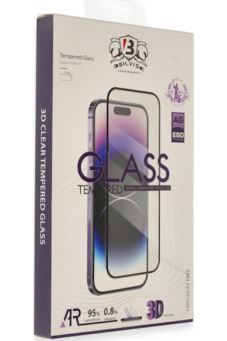 Apple iPhone Uyumlu, 17 Bilvis 3d Cam Ekran Koruyucu - Siyah