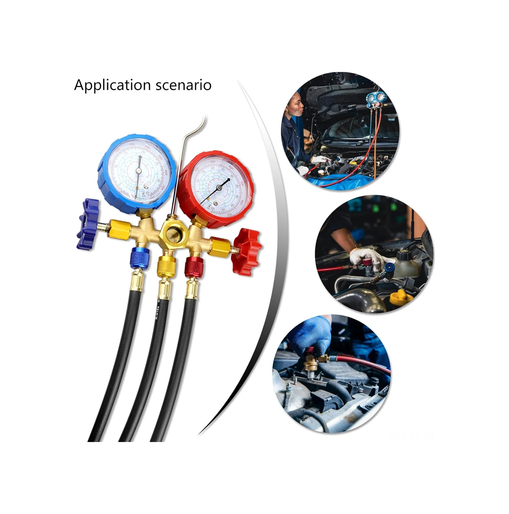 Hombey R22/r134a/r410a Soğutucu Yükleme Hortumu Seti - 1m Dayanıklı Kauçuk, 800 Psi Çalışma Basıncı, Otomobil Ve Konut Klimaları İçin