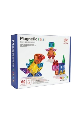 Kzl Kids Home Renkli Manyetik Yapı Blokları Seti 7.5 Cm 60 Parça 188m43