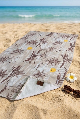 Retro Island Bej Plaj Havlusu 70 X 150 Cm Bej