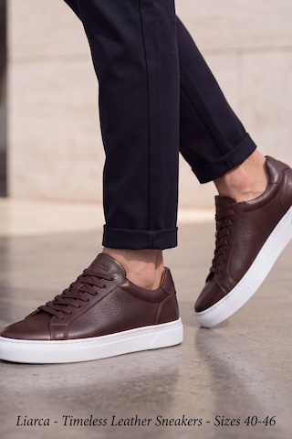 Liarca Ghostwood - Hakiki Deri Sararmaz Faylon Taban Kahverengi Beyaz Erkek Sneaker Ayakkabı Kahverengi - Beyaz