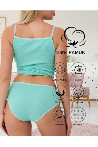 Alya Underwear %100 Pamuklu Kadın Külot Normal Bel Yükseklikli Jakarlı Kalp Desenli Kumaş Slip Çok Renkli P15