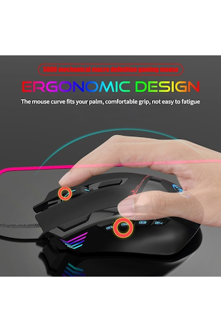 Novahub Hxsj S600 Rgb Oyun Fare - 7200 Dpı, Makro Programlama, 9 Tuşlu, Profesyonel, Aydınlatmalı 001