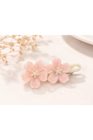 Pembe Sakura Çiçeği Figürlü Saç Tokası Çok Renkli