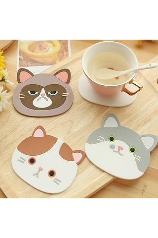 Yeni Sevimli Karikatür Kedi Kahve İçecek Kupası Placemat İçecek Pot Tava Tutucu Ped Mutfak Malzemeleri Rastgele Diğer