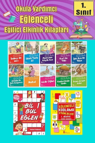 1.sınıflar İçin Okumayı Sevdiren 10 Lu Hikaye Seti -bil Bul Eğlen-kodlama 3 Okulda Evde Tatilde