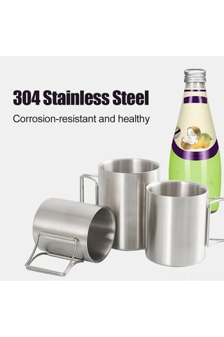 Kamp Kupası 200ml/300ml/400ml Paslanmaz Çelik Su Kupası Çay Kupası Kahve Fincanı Katlanabilir Kulplu Açık Hava Kampı Yürüyüşü Sırt Çantası İçin Diğer Çok Renkli