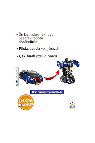 Çek Bırak Transformers Robot Araba - Kendinden Robota Dönüşebilen 1:32 Araba Beyaz