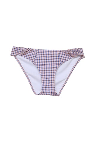 Yargıcı Fırfır Detaylı Bikini Alt Pembe Ekose