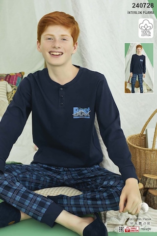 Erkek Çocuk Aydoğan Pamuklu Pijama Takımı 240728 Lacivert Lacivert