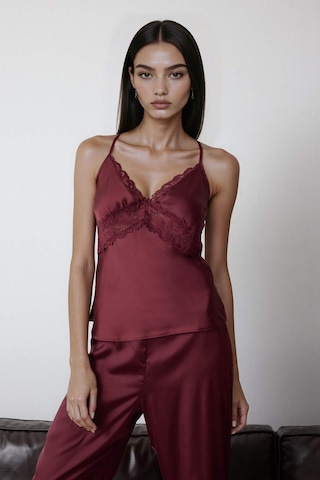 Defacto Regular Fit V Yaka Dantel Detaylı Askılı Saten Üst-fall İn Love G1670ax25aubr210 Bordo-br210