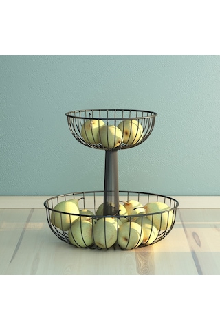 Teknotel Metal Meyve Sepeti Organizer Sepet Mat Siyah Mg530