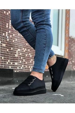 Aymood Jy026 Astor Erkek Günlük Lastikli Cilt Spor Sneaker Ayakkabı Cst - Siyah