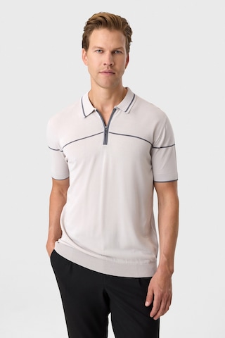 Back And Bond Gri Regular Fit Fermuarlı Polo Yaka Triko Tişört Açık Gri