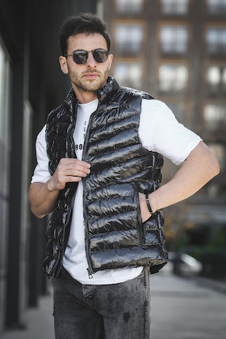 Bl 1696 Slim Fit Extra Parlak Dik Yaka Erkek Şişme Yelek Siyah