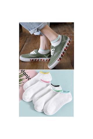 Worthy Socks 5'li Koton Kadın Beyaz Patik Çorap