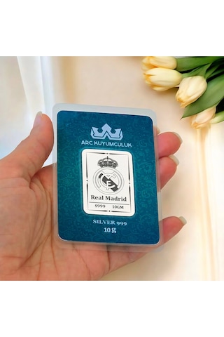 Hediyeye Özel 10 Gram Real Madrid Temalı 999 Ayar Gümüş İle Üretilmiş Gümüş Külçesi-757