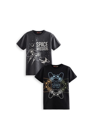 Denokids Start Game Erkek Çocuk 2'li T-shirt Takım Renkli Çok Renkli