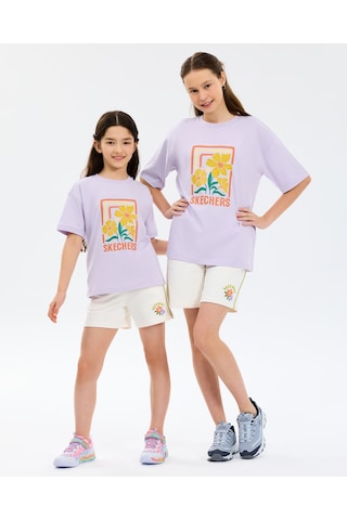 Skechers G Graphic Tee Oversize T-shirt Büyük Kız Çocuk Mor Tshirt Sk2610019-0764 Mor