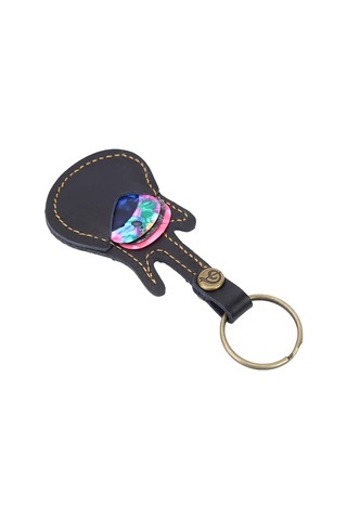 Pena Tutucu Gitar Anahtarlık Kılıfı Deri Çanta Siyah B Diğer