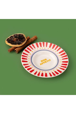 Evidea Kitchen Bon Appetit Çay Tabağı - Renkli - 13 Cm Renkli Çok Renkli