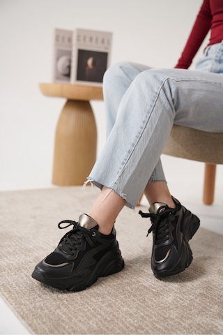 D383 Günlük Ortopedik Kadın Sneaker Spor Ayakkabı Siyah