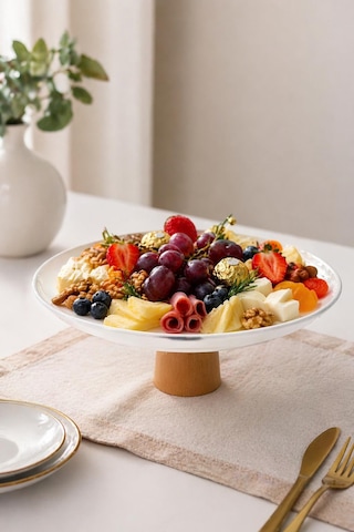 Pasta Standı Kek Sunum Tabağı 28 Cm Beyaz