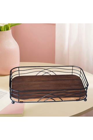 Homyl Kağıt Havlu Tutucu Masaüstü Depolama Rafı Mücevher Kahverengi