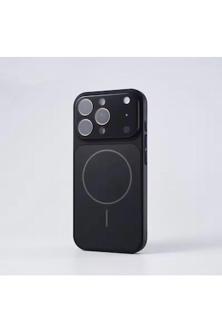 Apple İphone 15 Pro Uyumlu Magsafe Kılıf 17 Pro Max Kamera Görünümlü Lens Korumalı Kapak Siyah