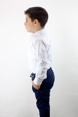 Doctor Junior Erkek Çocuk Katlanır Kollu Slim Fit Gömlek Mavi
