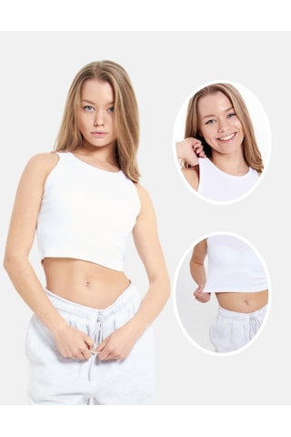 Alya Underwear Kaşkorse Kalın Biye Crop Beyaz