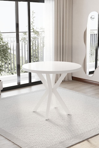 Elma Mutfak Masası Takımı Yuvarlak 4 Kişilik Mutfak Yemek Masa Takımı Antrasit Düz Beyaz