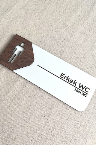 Erkek Wc Kapı Tabelası Tuvalet Yönlendirme Levhası 19x7 Cm Çift Katmanlı - Kl-wc527