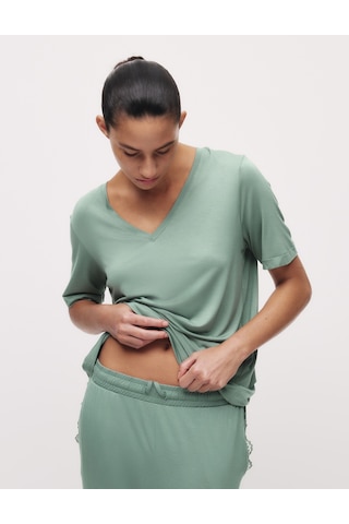 Marks & Spencer Dantel Detaylı Pijama Üstü T37003638T Yeşil
