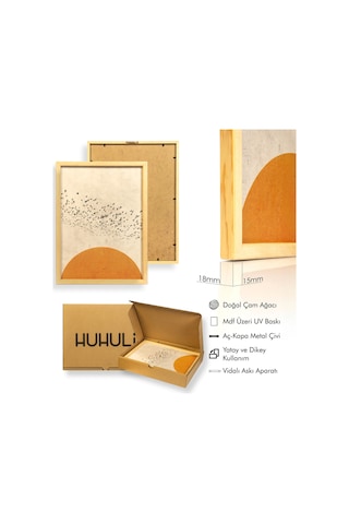 Huhuli Ahşap Çerçeveli 3 Lü Modern Tablo Huhu423