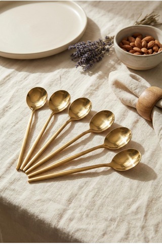 6'lı Lüks Gold Paslanmaz Çelik Yemek Kaşığı Seti 21 Cm Gold