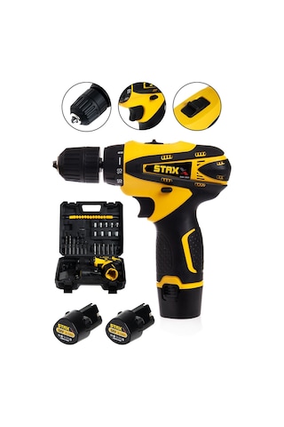 Staxx Power STX1070 36V 5AH Samsung Çift Akülü Şarjlı Vidalama Matkap + 27 Parça Set