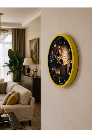 Büro Ev Ofis Hediyesi İçin 36cm Sarı Cumhuriyet Prestij Duvar Saati Diğer