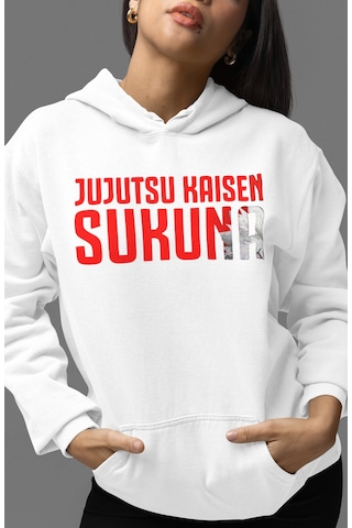 Sevbano Jujutsu Kaisen Ryomen Sukuna Anime Sırt Baskılı Unisex Oversize P beyaz