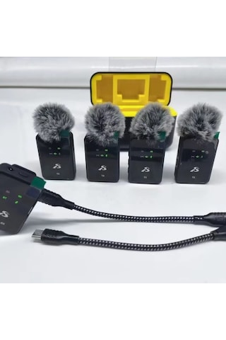 Sx13 4 Mikrofonlu Iphone Ve Type-c Uyumlu Kablosuz Yaka Mikrofonu